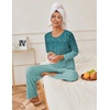 image:imageEkouaer Womens Pajama Sets Pleated Tops with Long Pants Lounge Set Long Sleeve Fall Sleepwear Ladies Pjs SXXLGreen Leaves