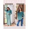image:imageEkouaer Womens Pajama Sets Pleated Tops with Long Pants Lounge Set Long Sleeve Fall Sleepwear Ladies Pjs SXXLGreen Leaves