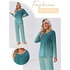 image:imageEkouaer Womens Pajama Sets Pleated Tops with Long Pants Lounge Set Long Sleeve Fall Sleepwear Ladies Pjs SXXLGreen Leaves