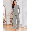 image:imageEkouaer Womens Pajama Sets Pleated Tops with Long Pants Lounge Set Long Sleeve Fall Sleepwear Ladies Pjs SXXLGrey