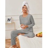 image:imageEkouaer Womens Pajama Sets Pleated Tops with Long Pants Lounge Set Long Sleeve Fall Sleepwear Ladies Pjs SXXLGrey