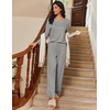 image:imageEkouaer Womens Pajama Sets Pleated Tops with Long Pants Lounge Set Long Sleeve Fall Sleepwear Ladies Pjs SXXLGrey
