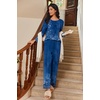 image:imageEkouaer Womens Pajama Sets Pleated Tops with Long Pants Lounge Set Long Sleeve Fall Sleepwear Ladies Pjs SXXLNavy Folk Print
