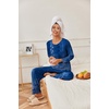 image:imageEkouaer Womens Pajama Sets Pleated Tops with Long Pants Lounge Set Long Sleeve Fall Sleepwear Ladies Pjs SXXLNavy Folk Print