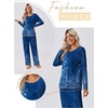 image:imageEkouaer Womens Pajama Sets Pleated Tops with Long Pants Lounge Set Long Sleeve Fall Sleepwear Ladies Pjs SXXLNavy Folk Print