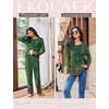image:imageEkouaer Womens Pajama Sets Pleated Tops with Long Pants Lounge Set Long Sleeve Fall Sleepwear Ladies Pjs SXXLSage Folk Print