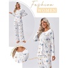image:imageEkouaer Womens Pajama Sets Pleated Tops with Long Pants Lounge Set Long Sleeve Fall Sleepwear Ladies Pjs SXXLWhite Floral
