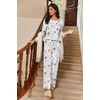 image:imageEkouaer Womens Pajama Sets Pleated Tops with Long Pants Lounge Set Long Sleeve Fall Sleepwear Ladies Pjs SXXLWhite Floral