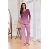 image:imageEkouaer Womens Pajama Sets Pleated Tops with Long Pants Lounge Set Long Sleeve Fall Sleepwear Ladies Pjs SXXLWine Ombre Leaves