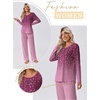 image:imageEkouaer Womens Pajama Sets Pleated Tops with Long Pants Lounge Set Long Sleeve Fall Sleepwear Ladies Pjs SXXLWine Ombre Leaves