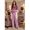 image:imageEkouaer Womens Pajama Sets Pleated Tops with Long Pants Lounge Set Long Sleeve Fall Sleepwear Ladies Pjs SXXLWine Ombre Leaves