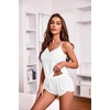 image:imageEkouaer Womens Pajama Sets Soft Cami Shorts Set 4 Piece Lingerie Sleepwear V Neck Pj Lace NightwearWhite  Green