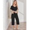 image:imageEkouaer Womens Pajama Sets Soft Cotton Pj Short Sleeve Top with Capri Pants Sleepwear 2 Piece Print LoungewearSXXLBlack