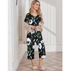 image:imageEkouaer Womens Pajama Sets Soft Cotton Pj Short Sleeve Top with Capri Pants Sleepwear 2 Piece Print LoungewearSXXLBlack Flower