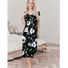 image:imageEkouaer Womens Pajama Sets Soft Cotton Pj Short Sleeve Top with Capri Pants Sleepwear 2 Piece Print LoungewearSXXLBlack Flower