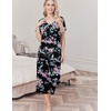 image:imageEkouaer Womens Pajama Sets Soft Cotton Pj Short Sleeve Top with Capri Pants Sleepwear 2 Piece Print LoungewearSXXLBlack Pink Flower