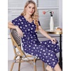 image:imageEkouaer Womens Pajama Sets Soft Cotton Pj Short Sleeve Top with Capri Pants Sleepwear 2 Piece Print LoungewearSXXLBlue Moon