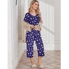 image:imageEkouaer Womens Pajama Sets Soft Cotton Pj Short Sleeve Top with Capri Pants Sleepwear 2 Piece Print LoungewearSXXLBlue Moon