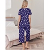 image:imageEkouaer Womens Pajama Sets Soft Cotton Pj Short Sleeve Top with Capri Pants Sleepwear 2 Piece Print LoungewearSXXLBlue Moon