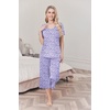 image:imageEkouaer Womens Pajama Sets Soft Cotton Pj Short Sleeve Top with Capri Pants Sleepwear 2 Piece Print LoungewearSXXLBlue and White Dot