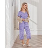 image:imageEkouaer Womens Pajama Sets Soft Cotton Pj Short Sleeve Top with Capri Pants Sleepwear 2 Piece Print LoungewearSXXLBlue and White Dot