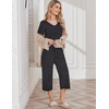 image:imageEkouaer Womens Pajama Sets Soft Cotton Pj Short Sleeve Top with Capri Pants Sleepwear 2 Piece Print LoungewearSXXLDark Grey