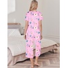 image:imageEkouaer Womens Pajama Sets Soft Cotton Pj Short Sleeve Top with Capri Pants Sleepwear 2 Piece Print LoungewearSXXLFlower Pink