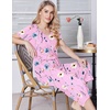 image:imageEkouaer Womens Pajama Sets Soft Cotton Pj Short Sleeve Top with Capri Pants Sleepwear 2 Piece Print LoungewearSXXLFlower Pink