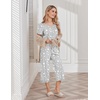 image:imageEkouaer Womens Pajama Sets Soft Cotton Pj Short Sleeve Top with Capri Pants Sleepwear 2 Piece Print LoungewearSXXLGray Star