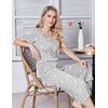 image:imageEkouaer Womens Pajama Sets Soft Cotton Pj Short Sleeve Top with Capri Pants Sleepwear 2 Piece Print LoungewearSXXLGray Star