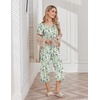 image:imageEkouaer Womens Pajama Sets Soft Cotton Pj Short Sleeve Top with Capri Pants Sleepwear 2 Piece Print LoungewearSXXLGreen Flowers