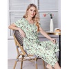 image:imageEkouaer Womens Pajama Sets Soft Cotton Pj Short Sleeve Top with Capri Pants Sleepwear 2 Piece Print LoungewearSXXLGreen Flowers