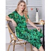 image:imageEkouaer Womens Pajama Sets Soft Cotton Pj Short Sleeve Top with Capri Pants Sleepwear 2 Piece Print LoungewearSXXLGreen Leaves