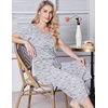 image:imageEkouaer Womens Pajama Sets Soft Cotton Pj Short Sleeve Top with Capri Pants Sleepwear 2 Piece Print LoungewearSXXLGrey Coffee