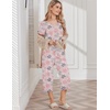 image:imageEkouaer Womens Pajama Sets Soft Cotton Pj Short Sleeve Top with Capri Pants Sleepwear 2 Piece Print LoungewearSXXLGrey Flower