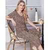 image:imageEkouaer Womens Pajama Sets Soft Cotton Pj Short Sleeve Top with Capri Pants Sleepwear 2 Piece Print LoungewearSXXLLeopard
