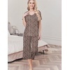 image:imageEkouaer Womens Pajama Sets Soft Cotton Pj Short Sleeve Top with Capri Pants Sleepwear 2 Piece Print LoungewearSXXLLeopard