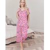image:imageEkouaer Womens Pajama Sets Soft Cotton Pj Short Sleeve Top with Capri Pants Sleepwear 2 Piece Print LoungewearSXXLPink Flower