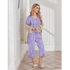 image:imageEkouaer Womens Pajama Sets Soft Cotton Pj Short Sleeve Top with Capri Pants Sleepwear 2 Piece Print LoungewearSXXLPurple Starry