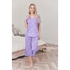 image:imageEkouaer Womens Pajama Sets Soft Cotton Pj Short Sleeve Top with Capri Pants Sleepwear 2 Piece Print LoungewearSXXLPurple Starry