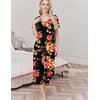 image:imageEkouaer Womens Pajama Sets Soft Cotton Pj Short Sleeve Top with Capri Pants Sleepwear 2 Piece Print LoungewearSXXLRed Orange Flower