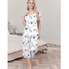 image:imageEkouaer Womens Pajama Sets Soft Cotton Pj Short Sleeve Top with Capri Pants Sleepwear 2 Piece Print LoungewearSXXLWhite Flower