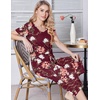 image:imageEkouaer Womens Pajama Sets Soft Cotton Pj Short Sleeve Top with Capri Pants Sleepwear 2 Piece Print LoungewearSXXLWine Red Flower