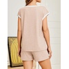 image:imageEkouaer Womens Pajamas Set 2 Piece Short Sleeves PJs O Neck Tops and Drawstring Waist Shorts Soft Lounge SetChampagne