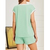 image:imageEkouaer Womens Pajamas Set 2 Piece Short Sleeves PJs O Neck Tops and Drawstring Waist Shorts Soft Lounge SetIce Green