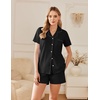 image:imageEkouaer Womens Pajamas Set Button Down Pjs Lounge Sets Short Sleeve Sleepwear Soft Loungewear NigthwearBlack
