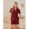 image:imageEkouaer Womens Pajamas Set Button Down Pjs Lounge Sets Short Sleeve Sleepwear Soft Loungewear NigthwearBurgundy