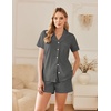 image:imageEkouaer Womens Pajamas Set Button Down Pjs Lounge Sets Short Sleeve Sleepwear Soft Loungewear NigthwearDark Gray