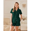 image:imageEkouaer Womens Pajamas Set Button Down Pjs Lounge Sets Short Sleeve Sleepwear Soft Loungewear NigthwearDark Green