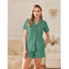 image:imageEkouaer Womens Pajamas Set Button Down Pjs Lounge Sets Short Sleeve Sleepwear Soft Loungewear NigthwearGreen